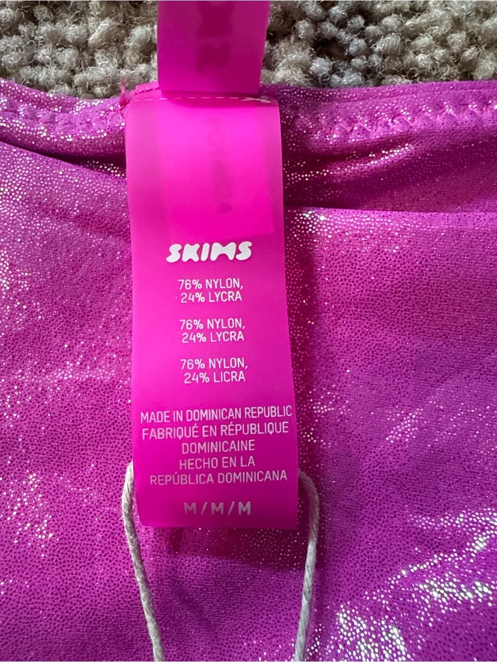 Skims Bikini Bottom Knotted Twisted Liquid Shine Lollipop Hot Pink NWT szM